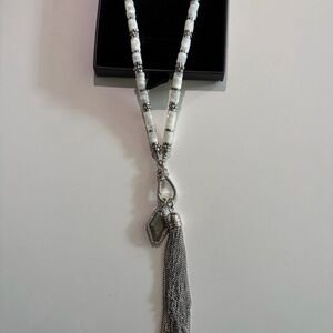 Chic White and Silver Tassel Necklace